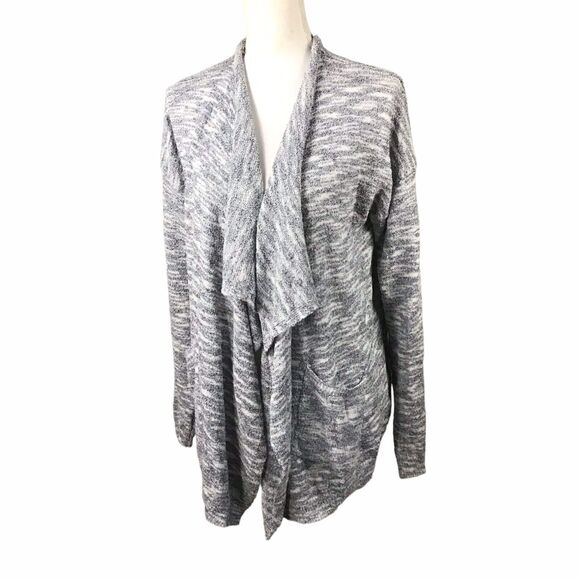 Ady P Womens Size M Space Dye Draped Open Front Cardigan Gray White NWOT - Picture 14 of 16